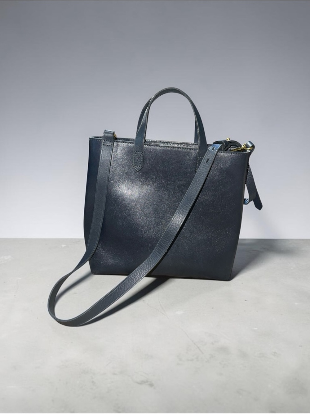 Madewell The Zip Top Transport Crossbody Adjustable Strap Dual Handles Navy